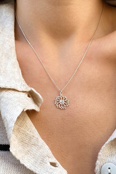 Genel Markalar Wildflower Kolyesi | Minimal Papatya 925 Ayar Gümüş Kolye, Güm...