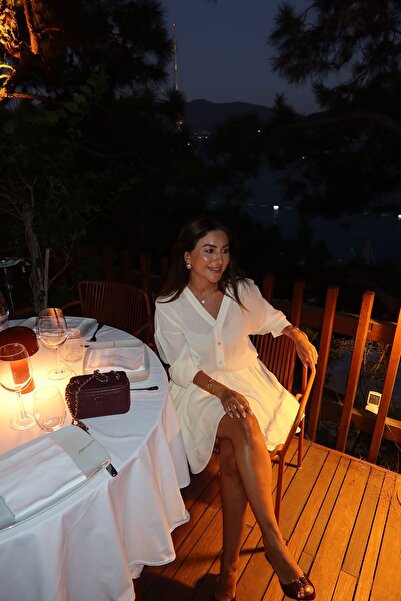 Özge Özgenç Shirt Collar Premium Chiffon Dress