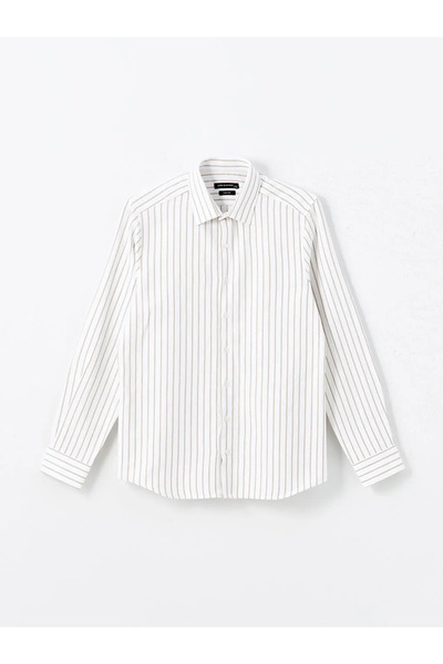 LC Waikiki Ανδρικό πουκάμισο με μακρυμάνικο ριγέ Dobby Slim Fit