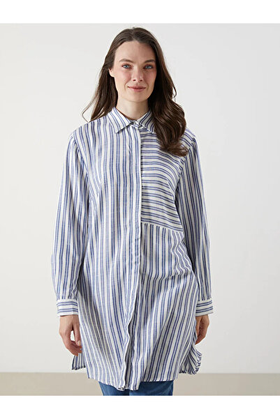 LC Waikiki Blue Striped Women's Shirt Tunic