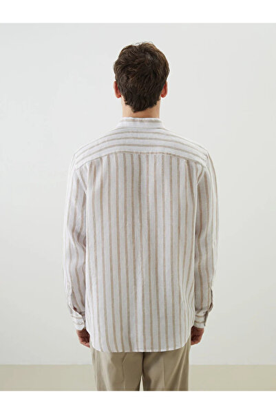 LC Waikiki Regular Fit Long Sleeve Striped 100% Linen Men's Shirt