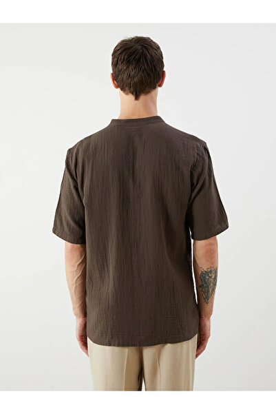 LC Waikiki Regular Fit Judge Collar Short Sleeve Muslin Men's Shirt