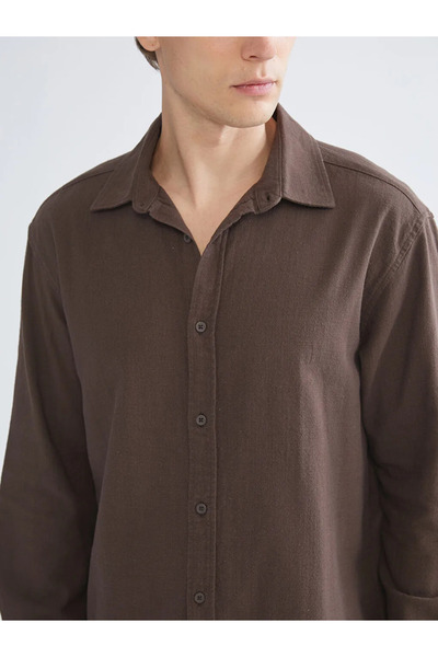 LC Waikiki Regular Fit Uzun Kollu Keten Görünümlü Erkek Gömlek