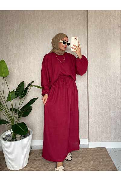 Moda Lippa Cherry Rot Muslin Skirted Elasticated Sleeve Loose Fit Set