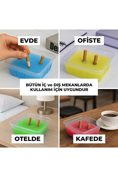 nelerbulurum duman Kül Koku Giderici Kum, Hoş Kokulu 30 Adet Jel + 30 Adet Plastik Küllük