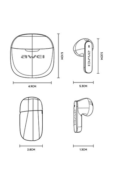 AWEI New Design T68 Bluetooth Earbuds, ENC with 4 Mics, Deep Bass HD Calls