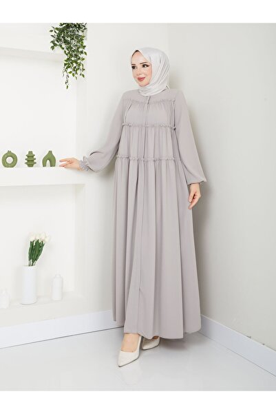 Zeynep Tesettür 3 Kat Öğrenci Model Ferace - Kapuçino