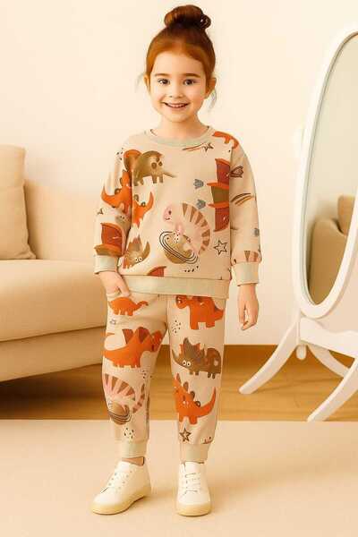RONYPONY Children's Set Printed Patterned Tracksuit Set