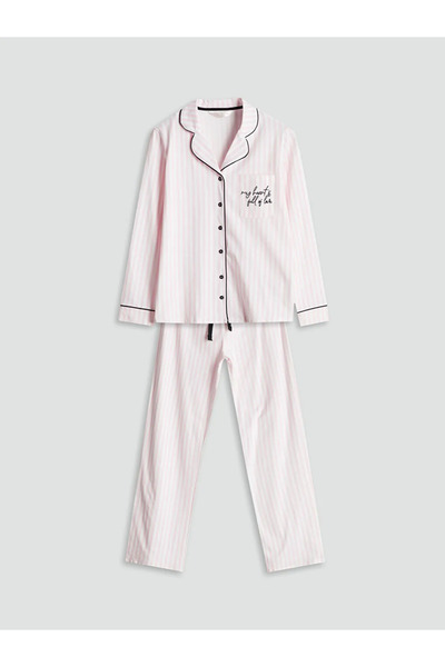 LC Waikiki Shirt Collar Striped Women's Pajamas Set