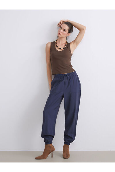 LC Waikiki Lacivert Beli Lastikli Kadın Jogger Pantolon