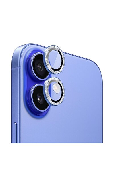 Microsonic Apple iPhone 17 Tekli Diamond Taşlı Kamera Koruma Camı Mavi