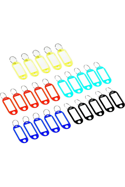 OEM Plastic key chains with labels, 5 random colors 50pcs
