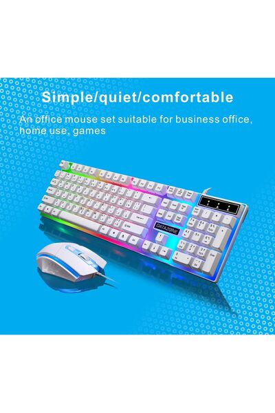 Datazone Backlit Wired Keyboard and Gaming Mouse - Multicolor LED Lights - Mechanical Feel - G21