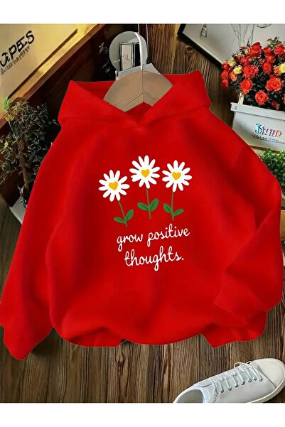 oneagılyazı سويت شيرت شتوي بقلنسوة، مطبوع عليه زهرة الأقحوان الإيجابية للأطفال