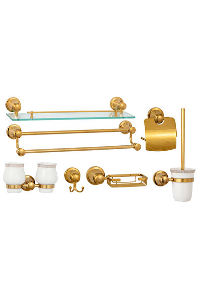 Trendy's Set accesorii baie, cu sapte piese, gold