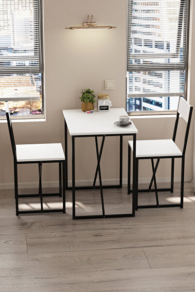 Bofigo 2li Mutfak Seti Mutfak Masa ve Sandalye Seti Balkon Masası Cafe Seti Maysa Beyaz