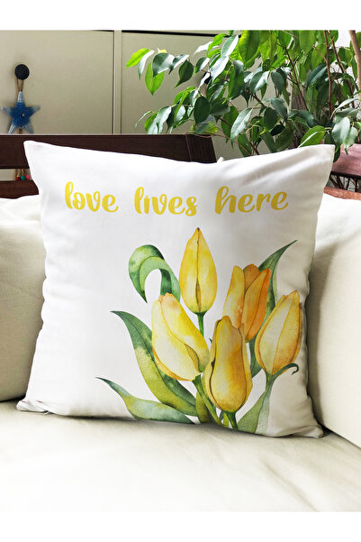 milroma Калъф за възглавница от кадифе с принт на лалета 43x43cm