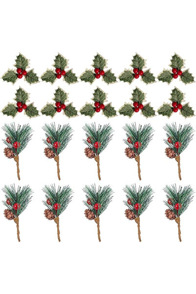 OEM Set of 20 artificial Christmas tree branches, plastic, brown/green/red