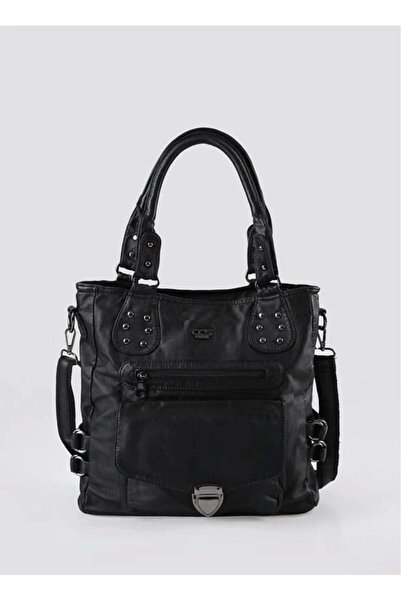 KAZAX Asin black leather shoulder bag