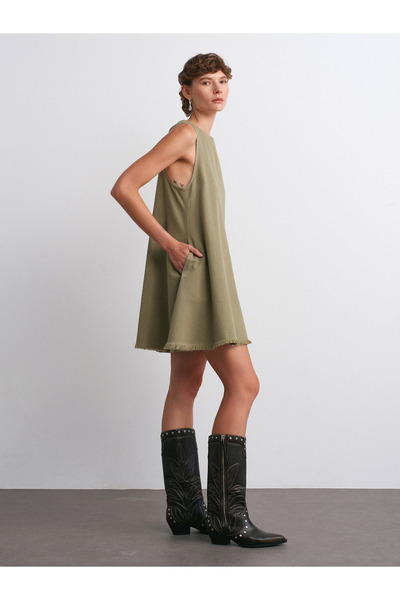 Dilvin 91511 Kolsuz Mini Elbise-Çağla