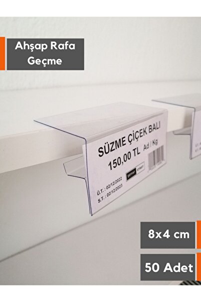 Şeffaf Etiket 50 komada PVC držača za etikete (8x4 cm) 18 mm prozirni držači ...