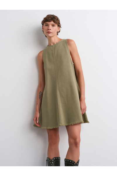 Dilvin 91511 Kolsuz Mini Elbise-Çağla