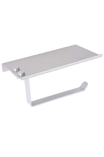 Trendy's Suport hartie igienica aluminiu, gri mat, cu etajera 18cm X 10cm