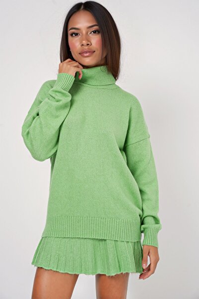 Hiccup Bdart Textured Oversize High Collar Knitted Set