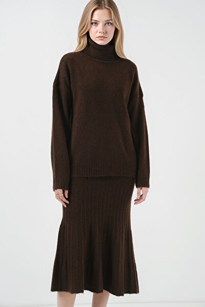 Hiccup Bdart Ribbed High Neck Knitwear Set
