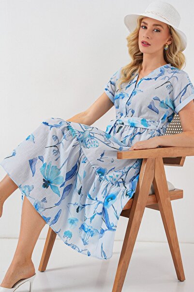 Hiccup Bdart Ornamental with Poetic V-Neck Midi Dress