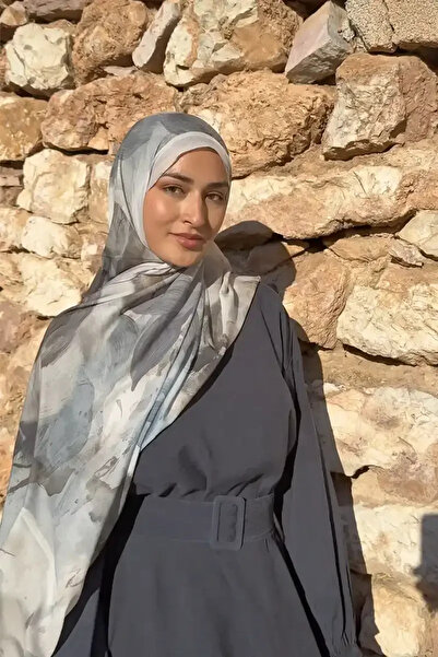 Madame Polo Beyza HURİ Fransız İpeği Ahenk Desen Şal - Vizon