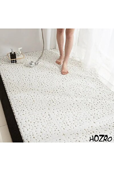 HOZRO Covor antiderapant HOZRO, covor modular pentru cabină de duș cu textură de piatră albă