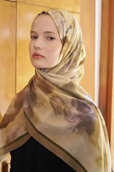 Madame Polo Fransız İpeği Ahenk Desen Şal - Hardal