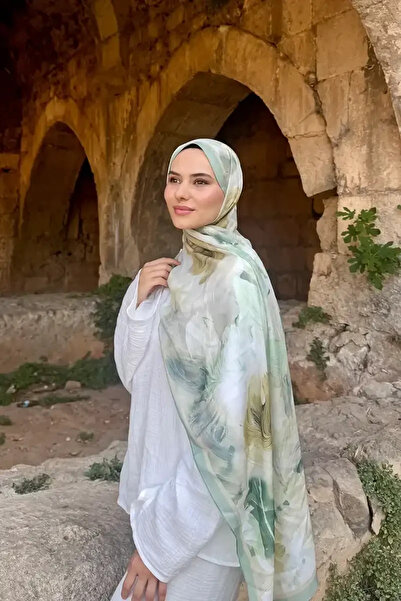 Madame Polo Fransız İpeği Ahenk Desen Şal - Yeşil