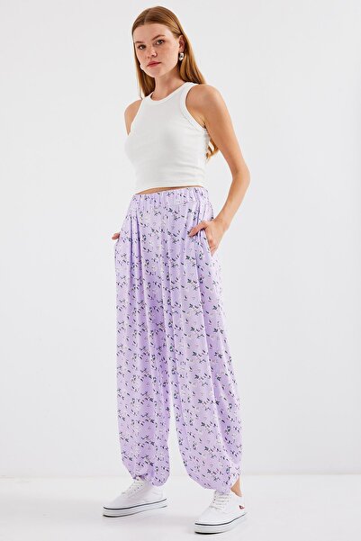 Hiccup Bdart Floral Patterned Wide Leg Casual Pants