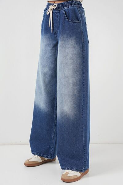 Hiccup Bdart Wide Leg Body Loose Jeans with Drawstring