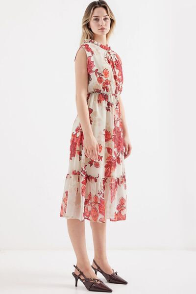 Hiccup Bdart Floral Print Midi Dress with Belt