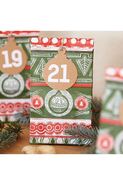 Livaia Set calendar Advent pentru Crăciun Livaia, hârtie/textil, multicolor, 24 piese