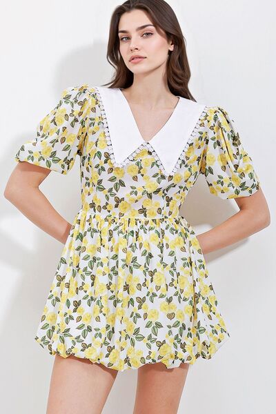 Hiccup Bdart Floral Print V-Neck Mini Dress