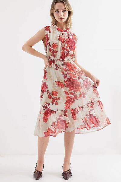 Hiccup Bdart Floral Print Midi Dress with Belt