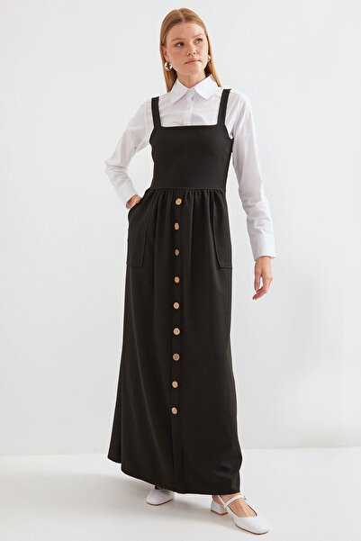 Hiccup Bdart Buttoned Square Neck A-Line Maxi Dress