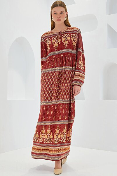 Hiccup Bdart Tie-Up Patterned Maxi Dress