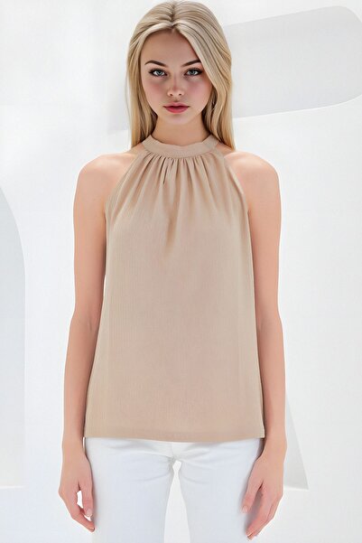 Hiccup Bdart Drawstring Fitted Halter Neck Blouse