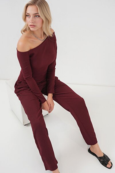 Hiccup Bdart Textured Long Double Set, Boat Neck