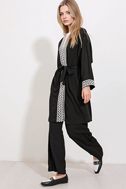 Hiccup Bdart Pompom Patterned Long Kimono