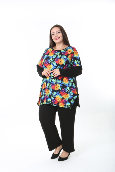 XL Modam Women's Lycra Wool Viscose Front Patterned Plus Size Tunic