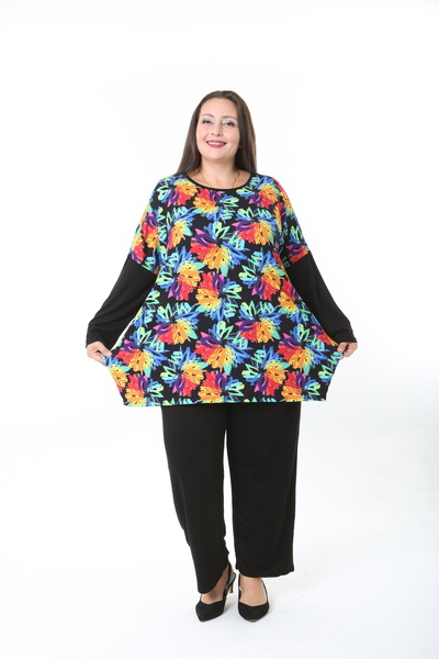 XL Modam Women's Lycra Wool Viscose Front Patterned Plus Size Tunic