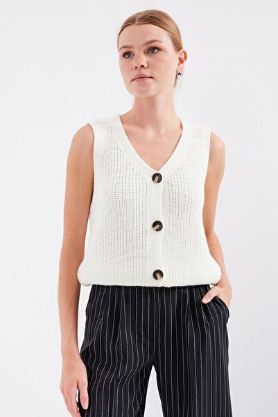 Hiccup Bdart Patterned V-Neck Buttoned Vest