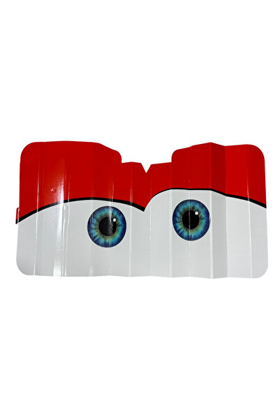 YGT Güneşlik Ön Cam Karton Göz Desenli Kırmızı-Beyaz 70x140 Cm Binek Araçlar İçin