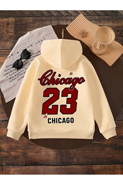 oneagılyazı Φούτερ χειμώνα με κουκούλα , Παιδικό Chicago 23 με τύπωμα